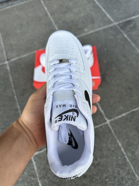 Чоловічі кросівки Nike Air Force Low White білі з чорним Найк Еір Форс шкіряні Скр-FL020403-ТА (коп1) фото