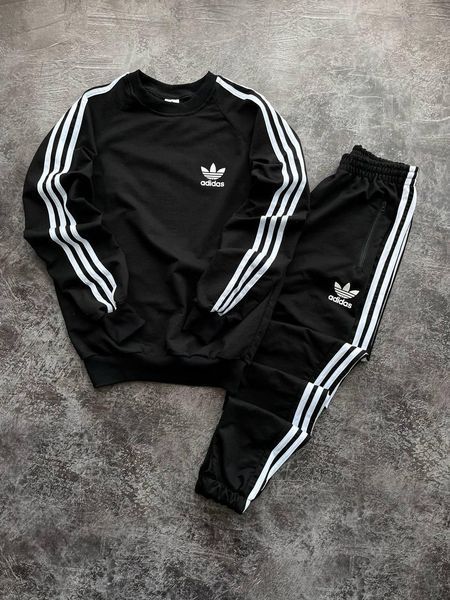 Чоловічий спортивний костюм Adidas Світшот + Штани чорний Хар-829 (коп2) фото