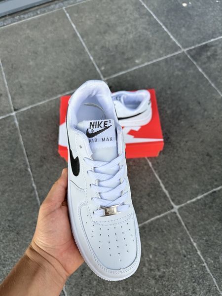 Чоловічі кросівки Nike Air Force Low White білі з чорним Найк Еір Форс шкіряні Скр-FL020403-ТА (коп1) фото