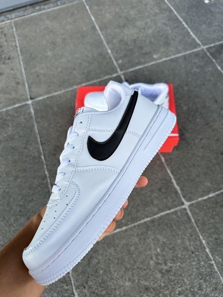 Чоловічі кросівки Nike Air Force Low White білі з чорним Найк Еір Форс шкіряні Скр-FL020403-ТА (коп1) фото