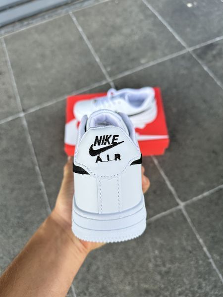 Чоловічі кросівки Nike Air Force Low White білі з чорним Найк Еір Форс шкіряні Скр-FL020403-ТА (коп1) фото