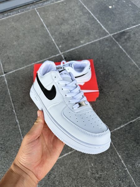 Чоловічі кросівки Nike Air Force Low White білі з чорним Найк Еір Форс шкіряні Скр-FL020403-ТА (коп1) фото