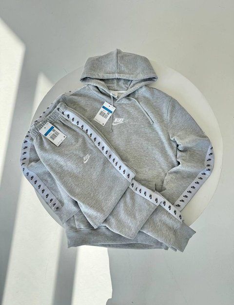 Мужской зимний спортивный костюм Nike серый Комплект Найк с капюшоном Гла-118 фото