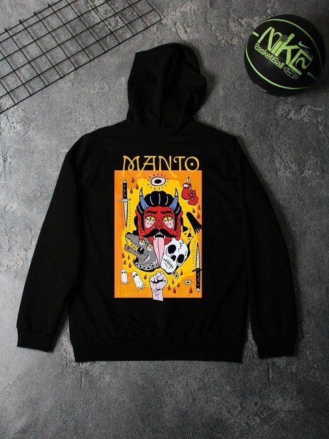 Мужское худи Manto черное Кофта с капюшоном Манто демисезонная Ads-308 фото