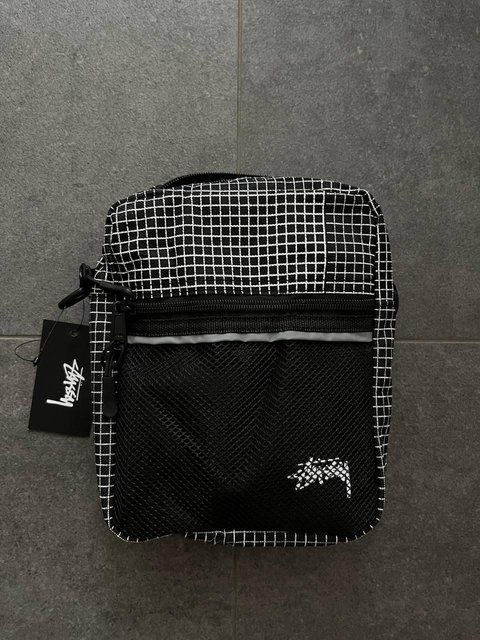 Мессенджер Stussy текстильный черный с белым Сумка через плечо Стуси водонепроницаемая Cap-0121 фото