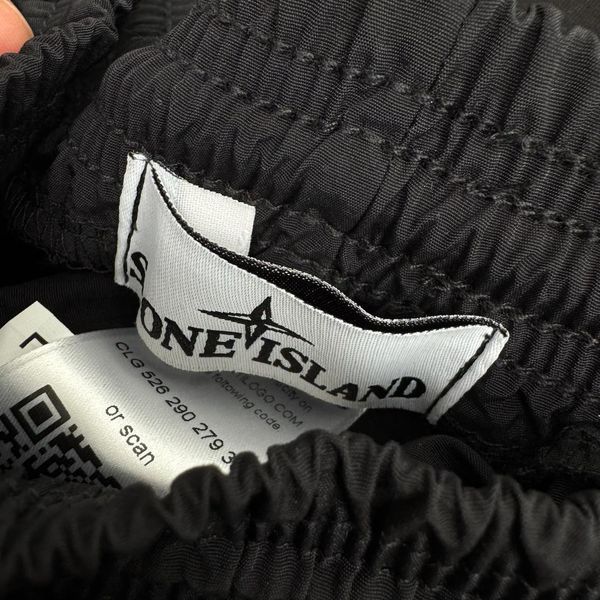 Мужской летний костюм Stone Island Футболка Шорты черный с патчем Стон Айленд Ads-340 фото