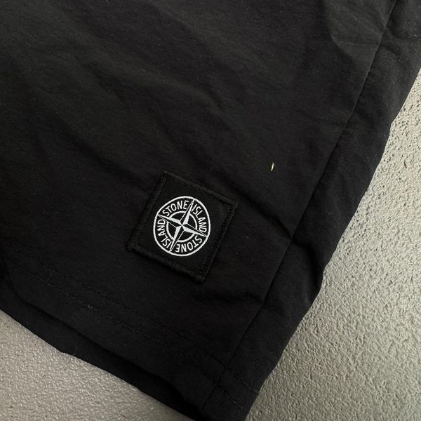 Мужской летний костюм Stone Island Футболка Шорты черный с патчем Стон Айленд Ads-340 фото