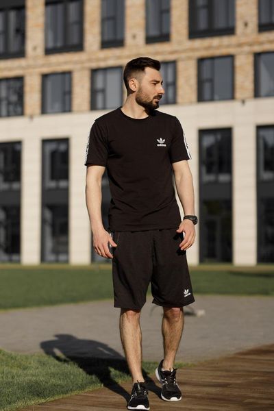 Чоловічий літній костюм Adidas Футболка Шорти чорний Комплект Адідас Хар-869 фото