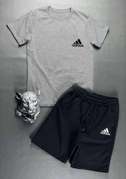 Мужской летний костюм Adidas Футболка Шорты черно-белый комплект Адидас Intr-9117556097 фото
