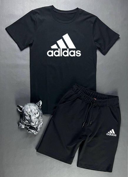 Мужской летний костюм Adidas Футболка Шорты черно-белый комплект Адидас Intr-9117556097 фото