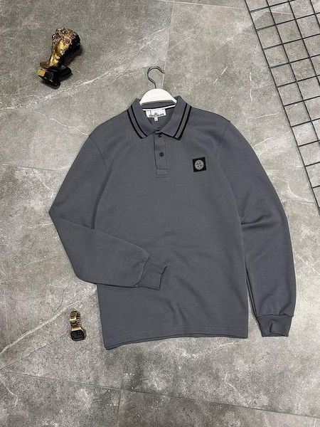 Мужской свитер Stone Island с воротником темно-серый Кофта Стон Айленд без капюшона моло-NX52 фото