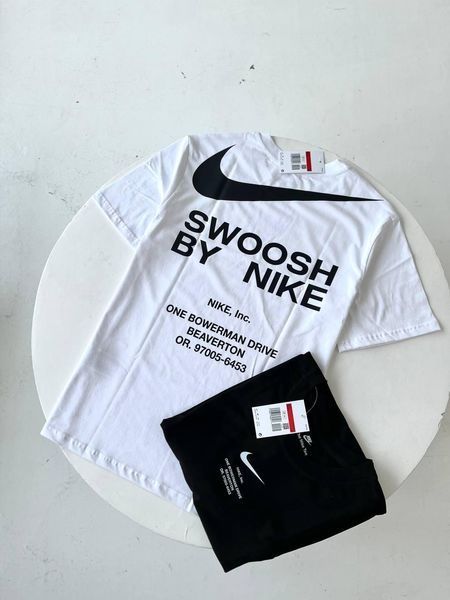 Мужская футболка Nike Big Swoosh белая хлопковая Тенниска Найк Биг Свуш Ads-660 фото
