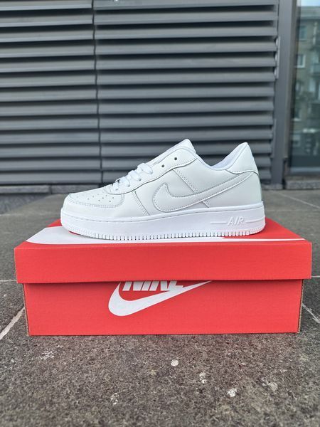 Мужские кроссовки Nike Air Force Low White белые Найк Аир Форс кожаные Arm-NAF1 (коп1) фото