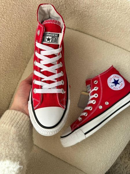 Женские кеды Converse All Star высокие красные текстиль Кроссовки Конверсы Arm-RED-AS фото
