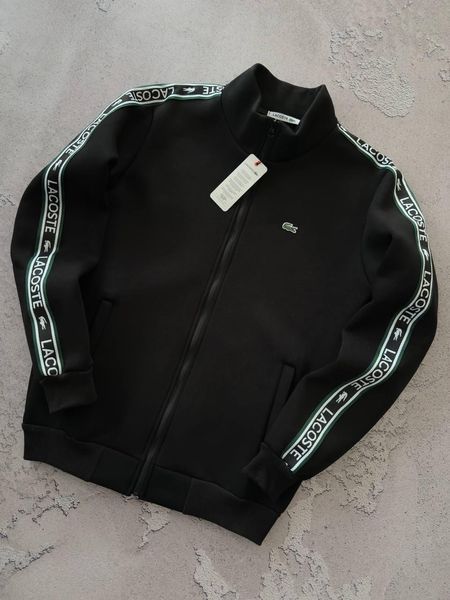 Чоловічий зимовий спортивний костюм Lacoste без капюшона чорний Набір Лакост Кофта Хар-683 фото