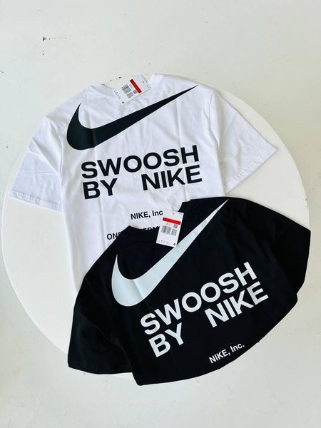 Мужская футболка Nike Big Swoosh белая хлопковая Тенниска Найк Биг Свуш Ads-660 фото
