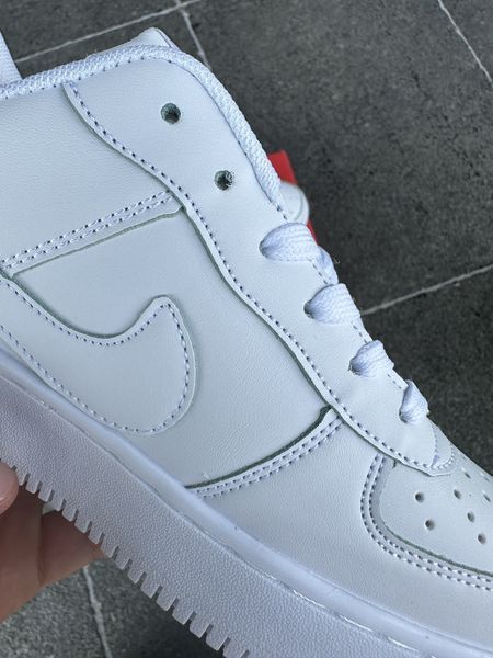 Мужские кроссовки Nike Air Force Low White белые Найк Аир Форс кожаные Arm-NAF1 (коп1) фото