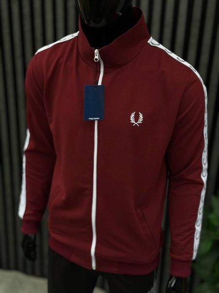 Чоловічий костюм Fred Perry з лампасами бордовий Комплект Фред Перрі Кофта Штани Хар-675 фото