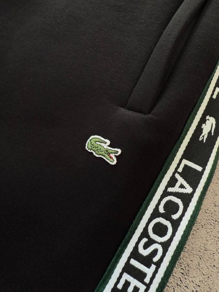 Чоловічий зимовий спортивний костюм Lacoste без капюшона чорний Набір Лакост Кофта Хар-683 фото