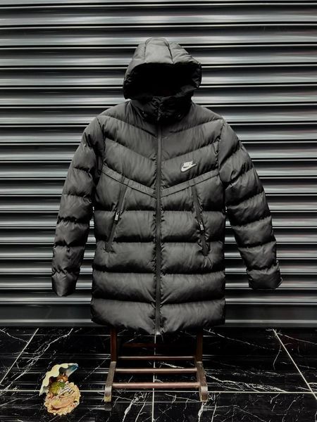 Мужская зимняя парка Nike черная Куртка Найк удлиненная Моло-RE-30 фото