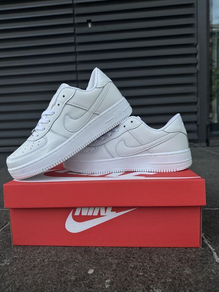 Мужские кроссовки Nike Air Force Low White белые Найк Аир Форс кожаные Arm-NAF1 (коп1) фото