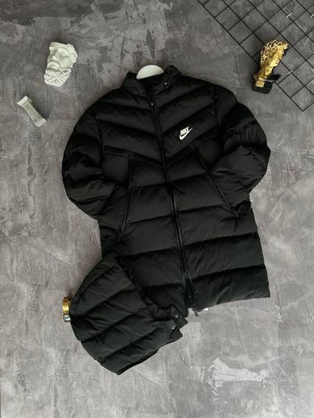 Мужская зимняя парка Nike черная Куртка Найк удлиненная Моло-RE-30 фото
