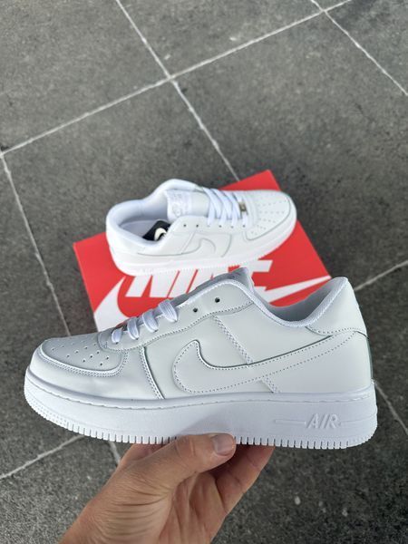 Мужские кроссовки Nike Air Force Low White белые Найк Аир Форс кожаные Arm-NAF1 (коп1) фото