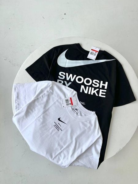 Мужская футболка Nike Big Swoosh белая хлопковая Тенниска Найк Биг Свуш Ads-660 фото