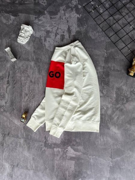Чоловічий світшот Hugo Boss молочний Кофта Хьюго Босс без капюшона Моло-760-31 фото