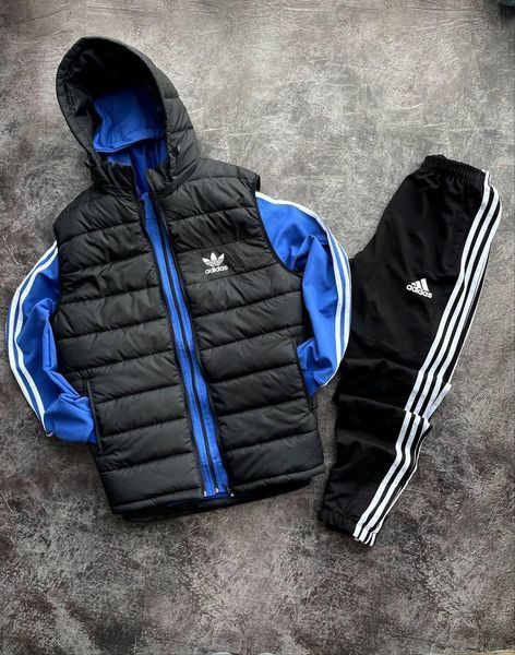 Мужской спортивный костюм Adidas красный Комплект Адидас Кофта на змейке с капюшоном Штаны Жилетка Univer-111 фото