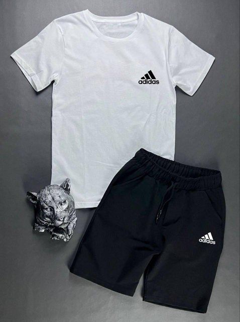 Мужской летний костюм Adidas Футболка Шорты черно-белый комплект Адидас Intr-9117556097 фото