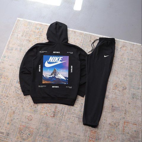 Мужской спортивный костюм Nike черный с капюшоном Комплект Худи Штаны Найк весенний осенний Ads-618 фото