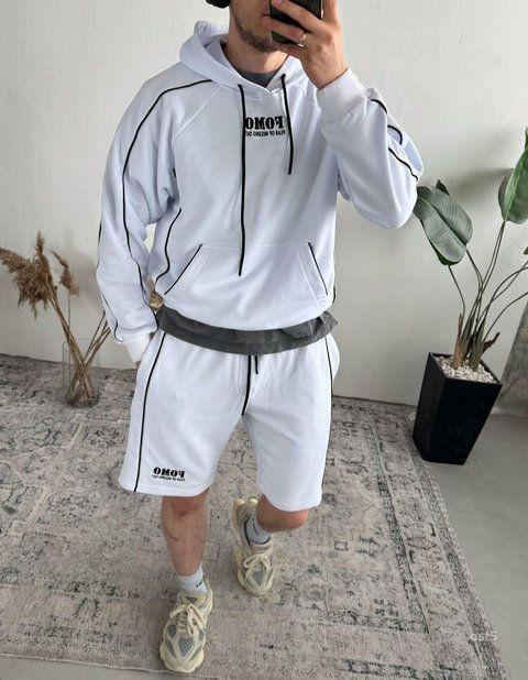 Чоловічий костюм худі та шорти білий Smm-Ost5 фото