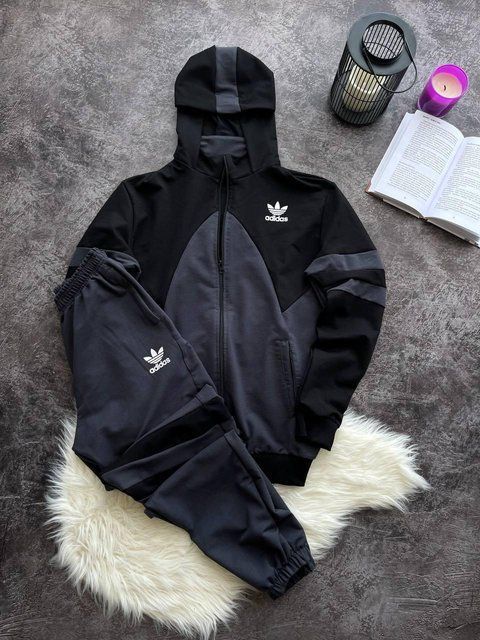 Мужской спортивный костюм Adidas серый с черным Комплект Олимпийка Штаны Адидас univer-117 2 фото