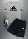 Мужской летний костюм Adidas Футболка Шорты черно-белый комплект Адидас Intr-9117556097 фото 6