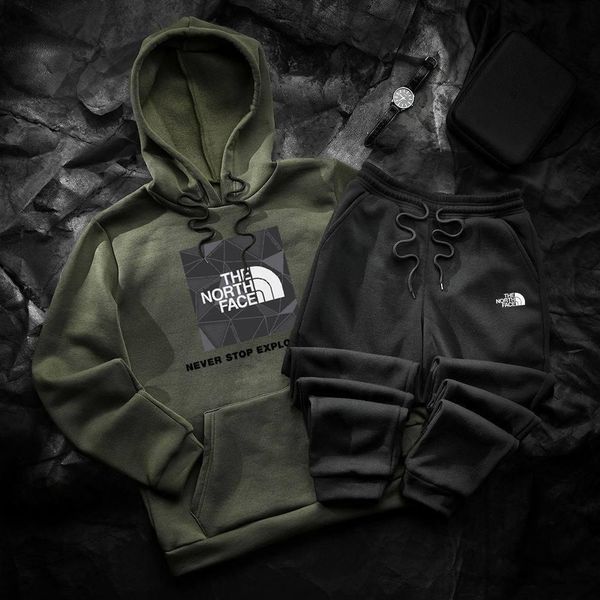 Мужской зимний спортивный костюм The North Face красно-черный Комплект ТНФ Худи Штаны Hot-12 фото