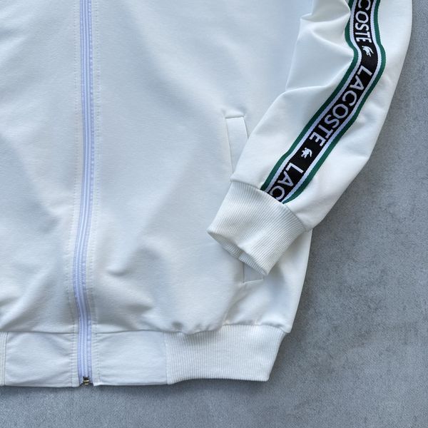 Чоловічий спортивний костюм Lacoste без капюшона білий Набір Лакост Кофта Штани з лампасами Хар-656 фото