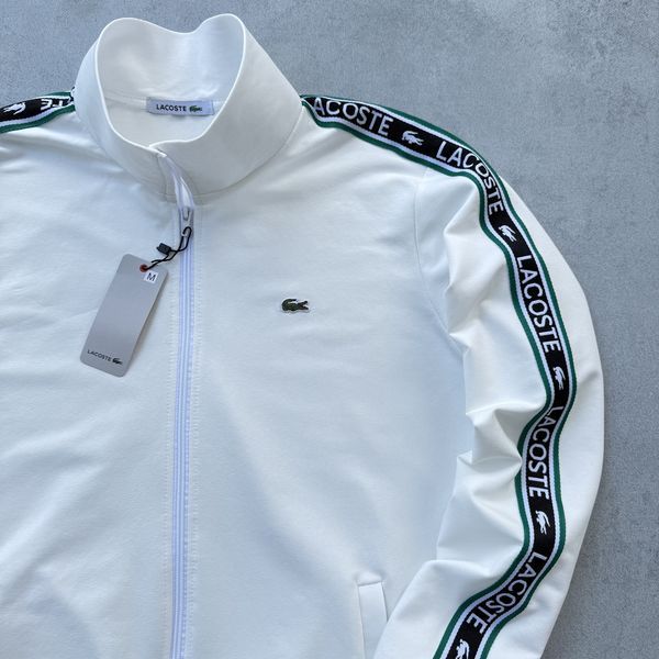 Чоловічий спортивний костюм Lacoste без капюшона білий Набір Лакост Кофта Штани з лампасами Хар-656 фото