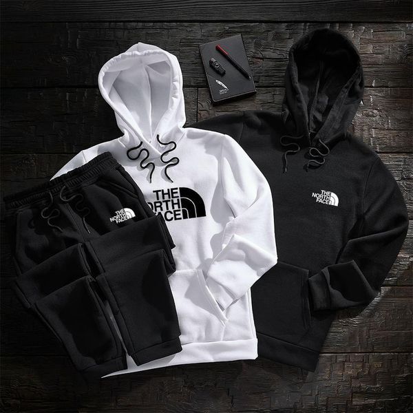 Чоловічий зимовий спортивний костюм The North Face чорно-хакі ТНФ Худі Худі Штани Hot-1 фото