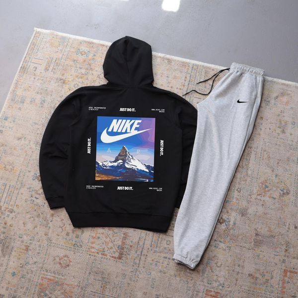 Мужской спортивный костюм Nike черный с капюшоном Комплект Худи Штаны Найк весенний осенний Ads-618 фото
