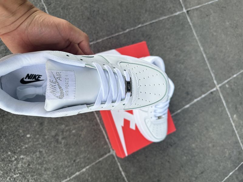 Мужские кроссовки Nike Air Force Low White белые Найк Аир Форс кожаные Arm-NAF1 (коп1) фото