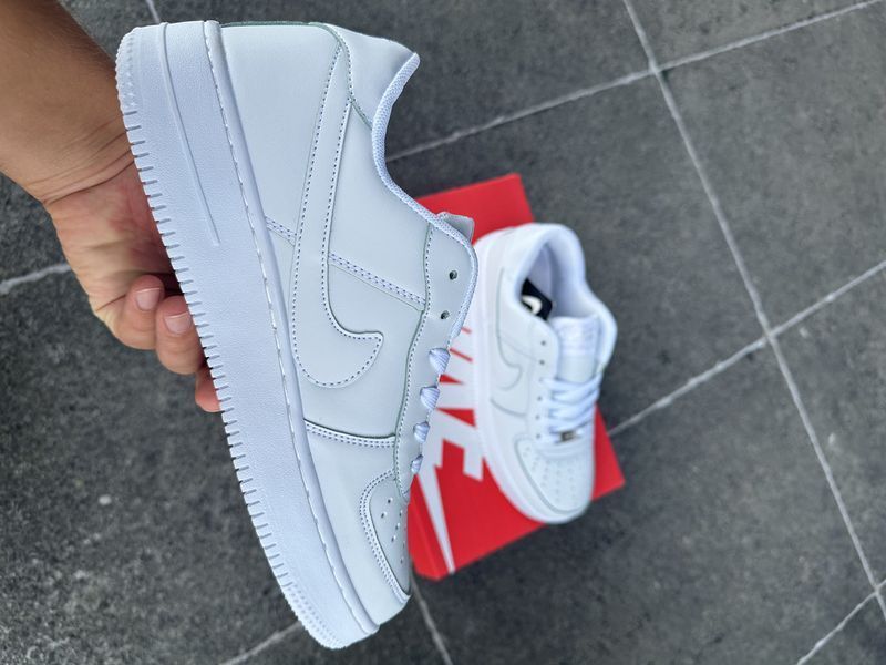 Мужские кроссовки Nike Air Force Low White белые Найк Аир Форс кожаные Arm-NAF1 (коп1) фото