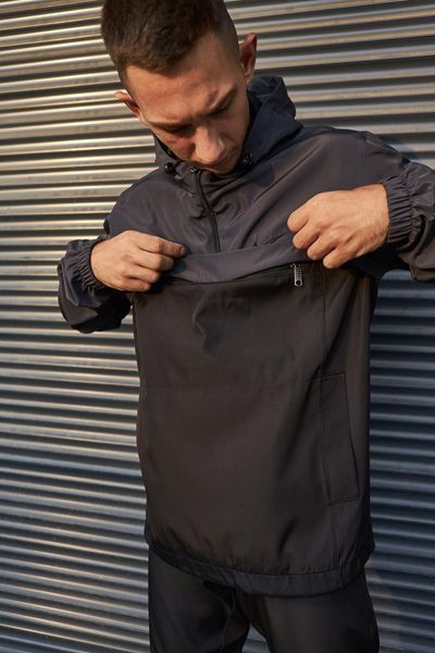 Мужской Анорак Nike черный с серым Ветровка Найк демисезонная Intr-1602057573 фото