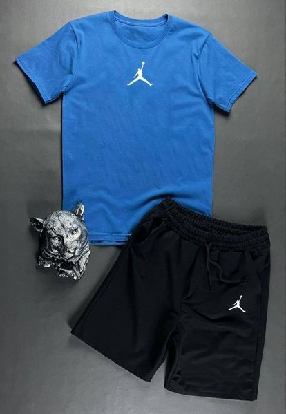 Чоловічий літній костюм Футболка Шорти Jordan білий з чорним Комплект Джордан Ow-227 фото