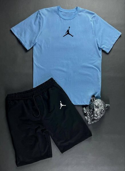 Чоловічий літній костюм Футболка Шорти Jordan білий з чорним Комплект Джордан Ow-227 фото