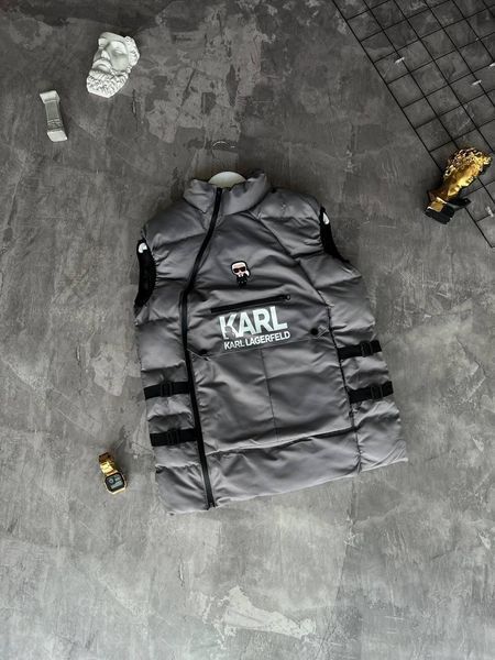 Чоловічий жилет Karl Lagerfeld графітовий Безрукавка Карл Лагерфельд весняна осіння Моло-85-32 фото