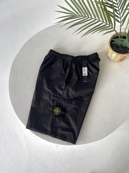 Чоловічі шорти Stone Island чорні з нейлону Бриджі Стойн Айленд Гла-103 фото