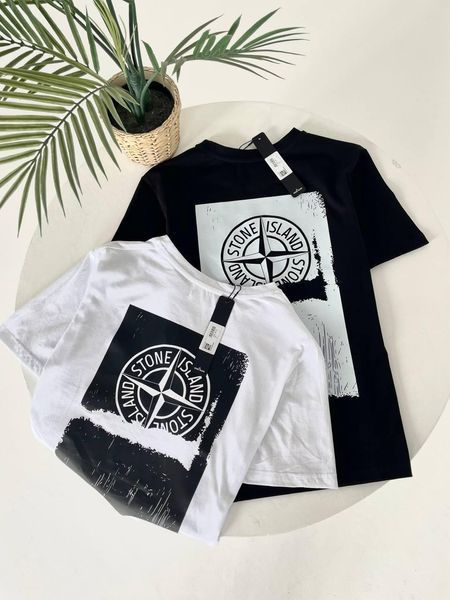 Мужская футболка Stone Island хлопковая белая Тенниска Стон Айленд Гла-98 фото