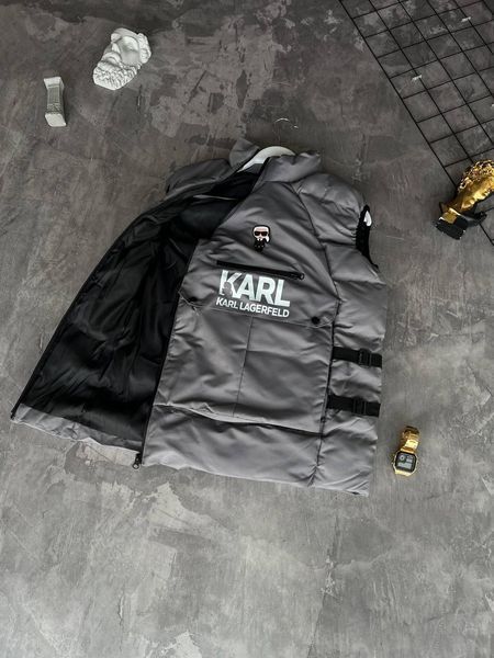 Чоловічий жилет Karl Lagerfeld графітовий Безрукавка Карл Лагерфельд весняна осіння Моло-85-32 фото