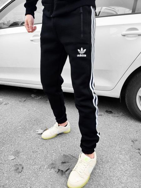 Мужской зимний спортивный костюм Adidas черный Комплект Адидас без капюшона Хар-432 фото